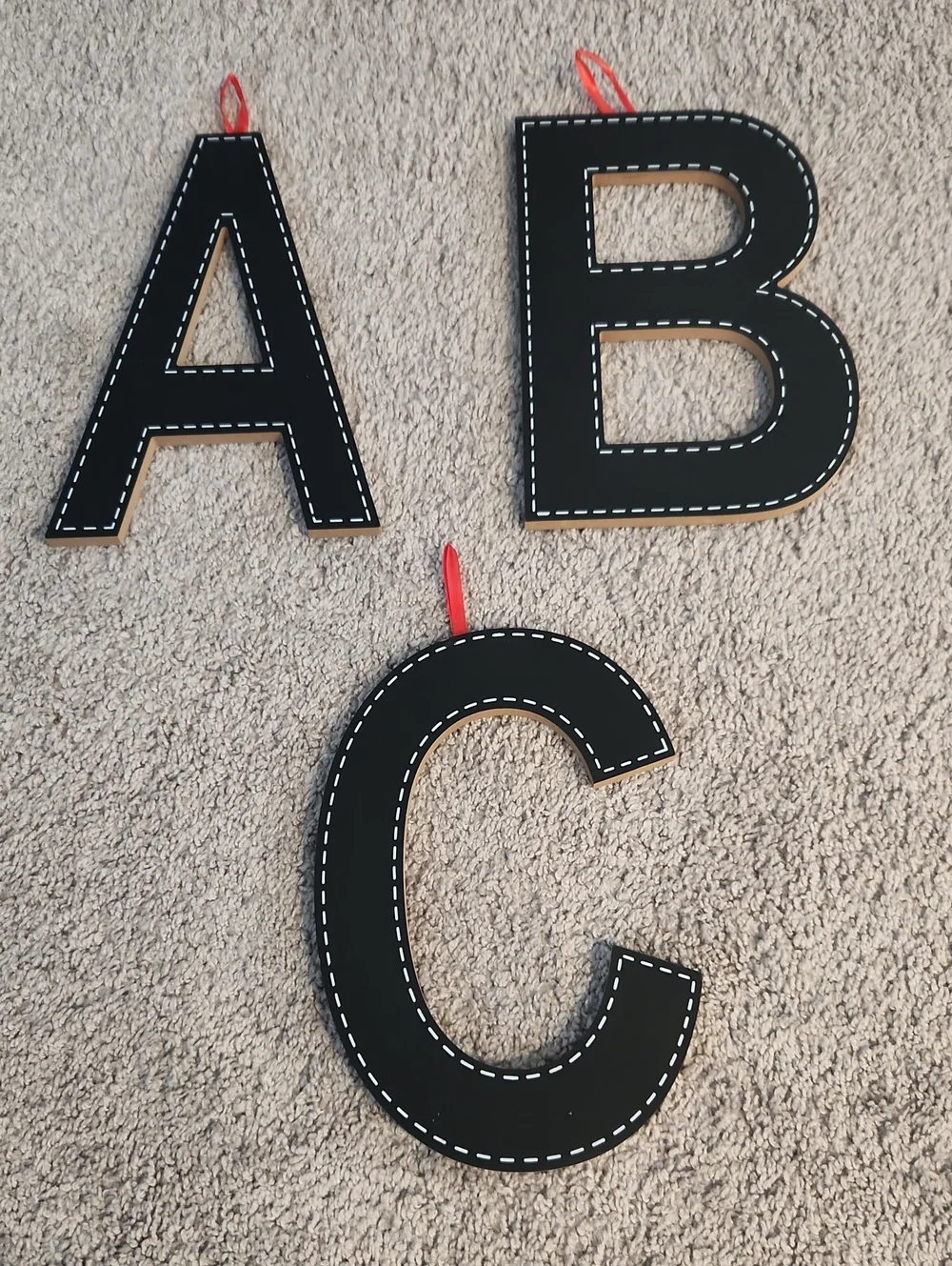 Black Stitched Look Alphabet Wall Letters - Single Letter Decor